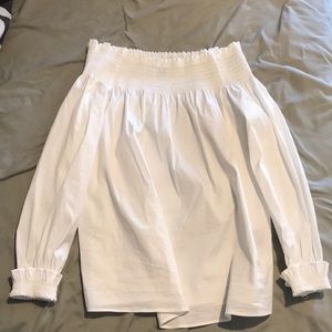 white off the shoulder shirt